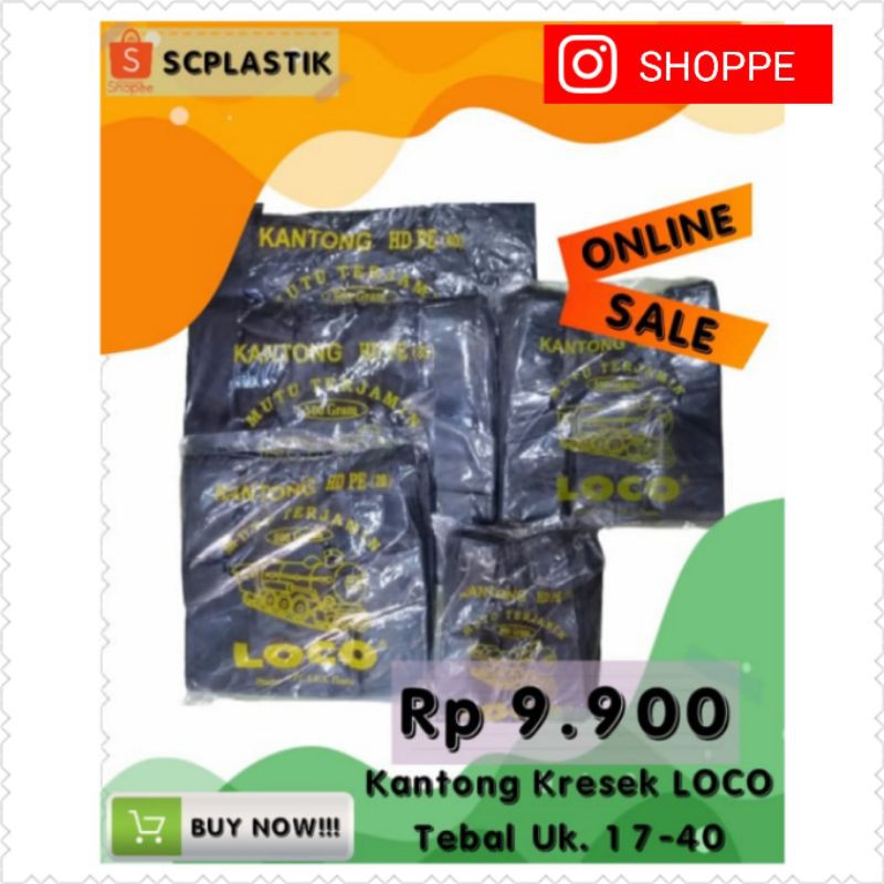 Kantong Plastik  Kresek  LOCO Hitam Tebal 500gram uk 17 40 