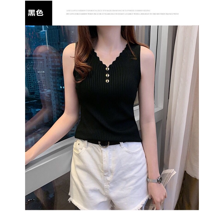 SS052 Tank Top Wanita Import Model Longgar Bottoming Gaya Korea Bahan Ice Silk-4