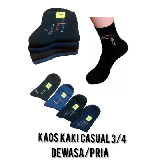 6 PASANG KAOS KAKI MENSOCK/EXECUTIVE MOTIF SIMPLE UKURAN 3/4 PRIA DEWASA (RANDOM)