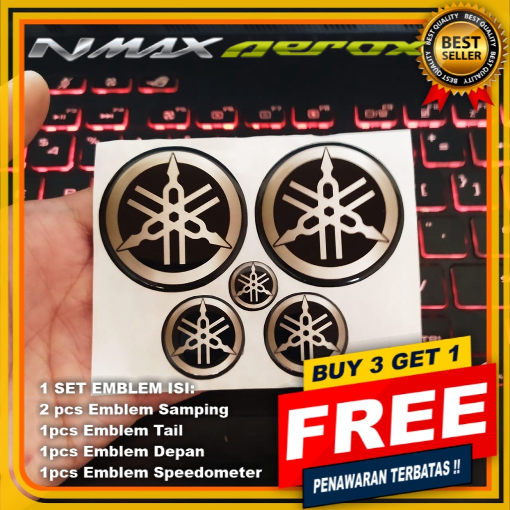 LOGO YAMAHA GARPUTALA EMBLEM NMAX DAN AEROX LEXI STIKER NMAX STIKER MOTOR NMAX 1 SET HITAM STIKER AE