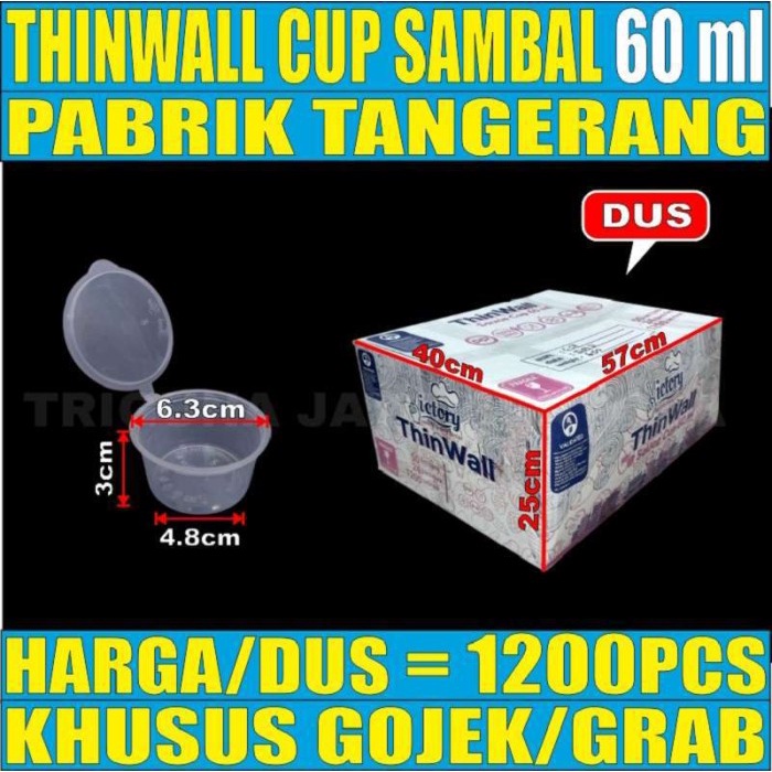 Thinwall Cup 60Ml Plastik Perdus Tempat Sambal Puding Jelly Sauce Saos