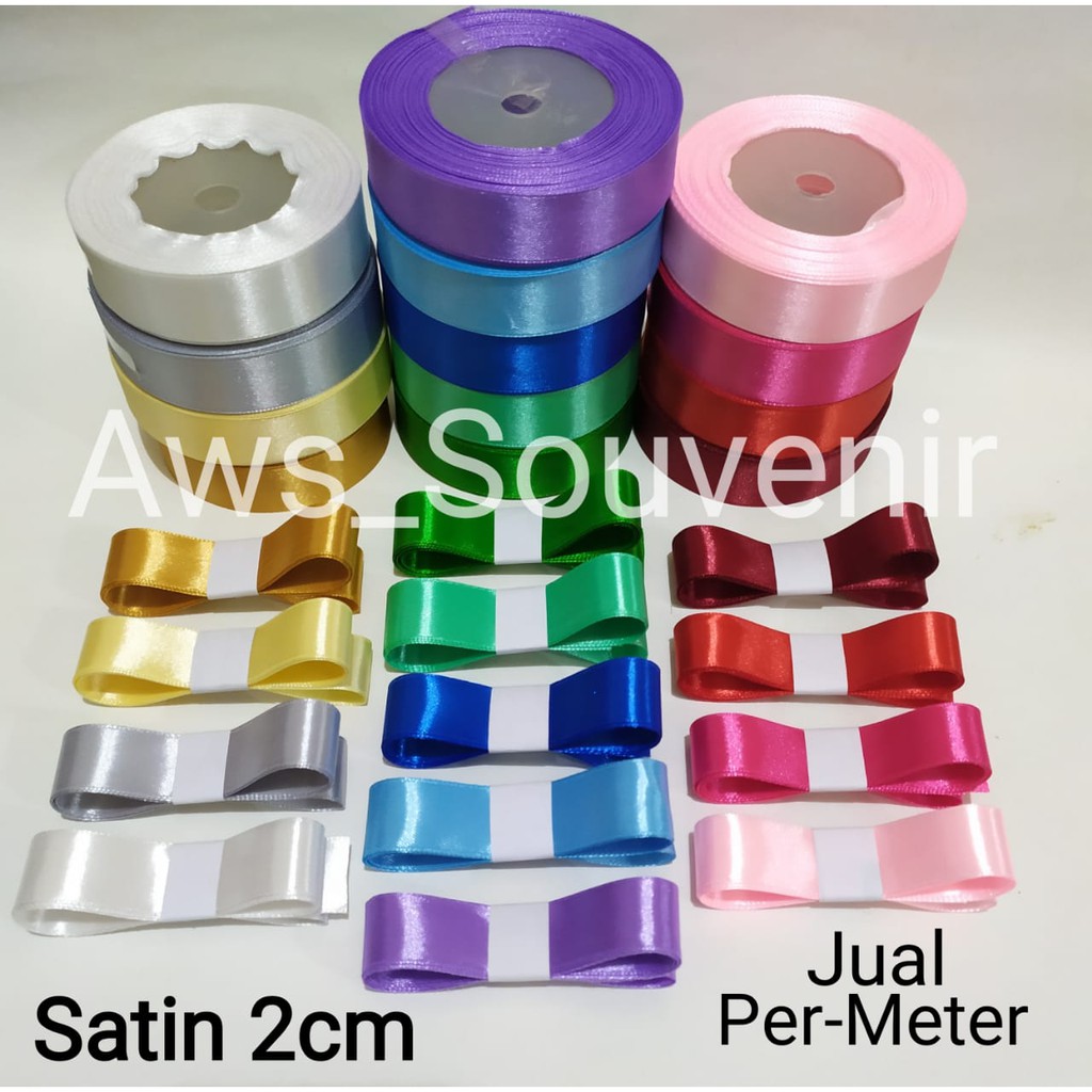 

Pita Satin/Pita Kado/Pita Buket 2cm (3/4 Inch) Meteran