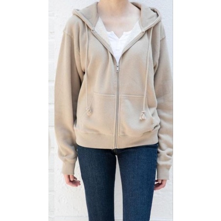 Hoodie polos Oversize Zipper L,XL,XXL jaket Switer Wanita Korea dupe carla by libra-Beige