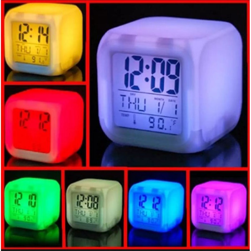 Jam Dadu Digital Rainbow berubah 7 Warna Led