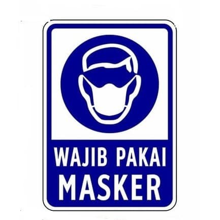 

sign stiker wajib pakai masker / sticker wajib masker rambu peringatan