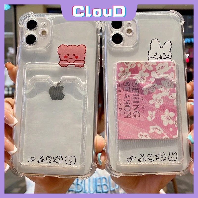 Soft Case Dompet Kartu Anti Jatuh Motif Kelinci Beruang Untuk Realme C20 C21Y C20A C25 C25S C11 2021 C15 C12 C25Y