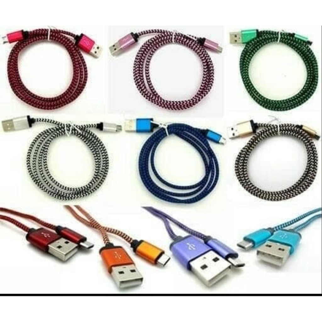 Kabel Data Tali Sepatu V8 Bahan Besi / Kabel Data Tali Sepatu V8 Suport Fast Charging Metal [QTOP.ID]