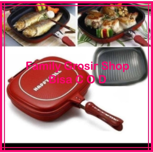 HC Happy Call Double Pan 32cm GrillPan Panci Anti Lengket