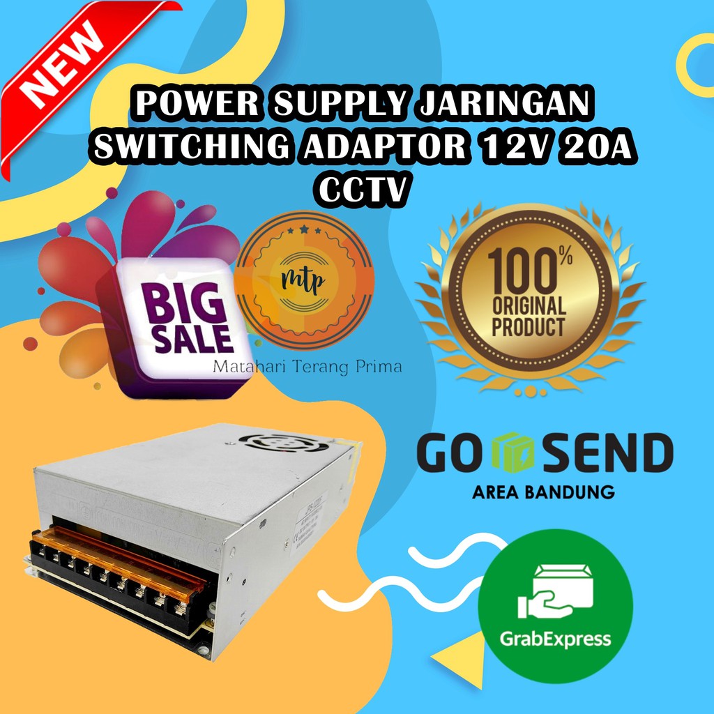 POWER SUPPLY ADAPTOR SWITCHING 12V 20A CCTV/Trafo 12 Volt 20 Ampere-MURAH DAN BERGARANSI