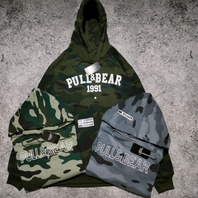 [FA115] READY BISA COD SWEATER HOODIE PULL& BEAR CAMO FULL BORDIR PREMIUM QUALITY FULLTAG & LEBEL Or
