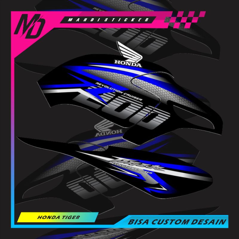 DECAL STICKER STRIPING HONDA tiger  STRIPING STICKER HONDA tiger/ MERAH SILVER Sticker Stiker Stripi