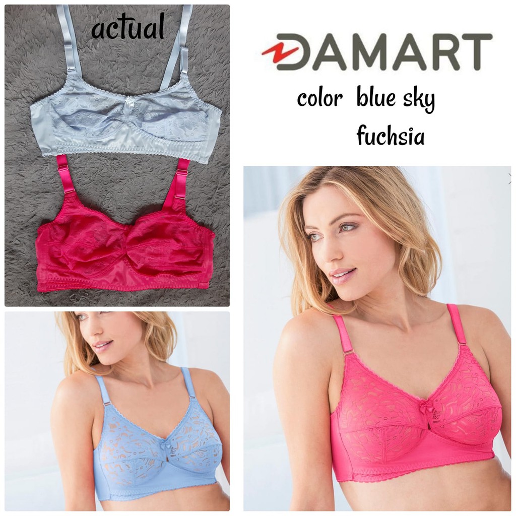 Bra Damart (label sample) nonpad nonwire cup lace flower 2color