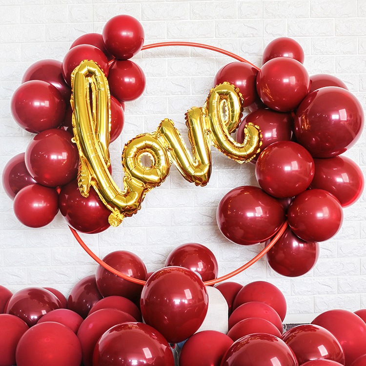 10pcs Balon Latex Bentuk Hati Tulisan I Love You Untuk Dekorasi Pesta Ulang Tahun / Pernikahan