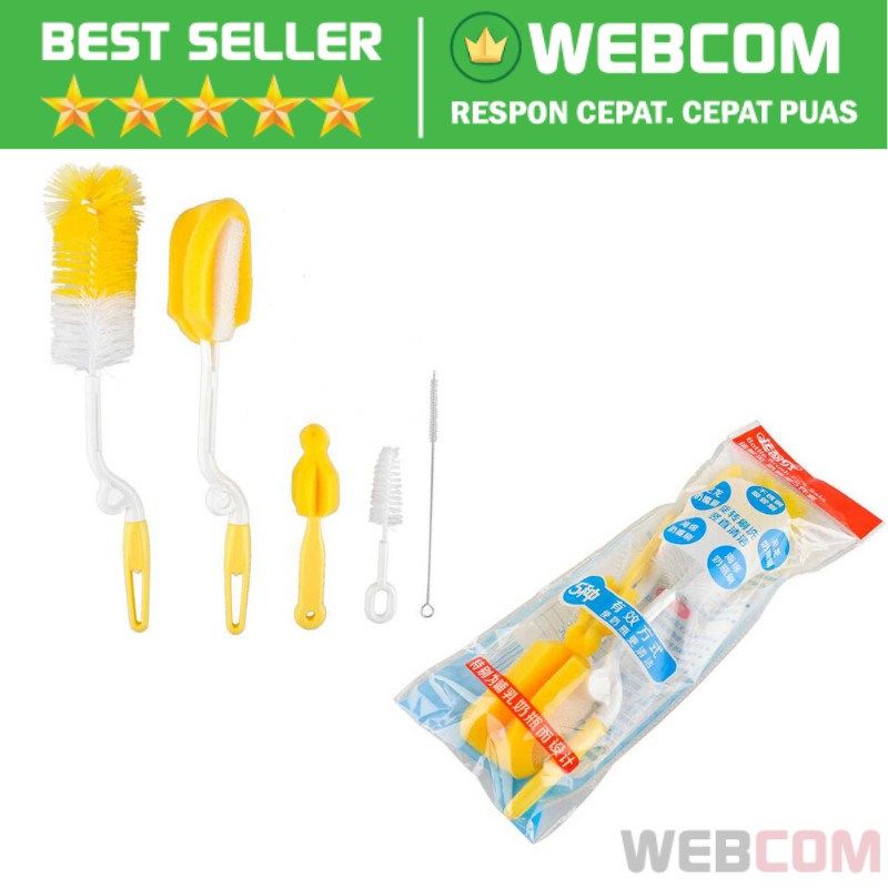 Dijamin Steril  Set Peralatan Pembersih Dot Bayi Sikat Botol 5 in1 Moonbaby / Pembersih Botol Minum