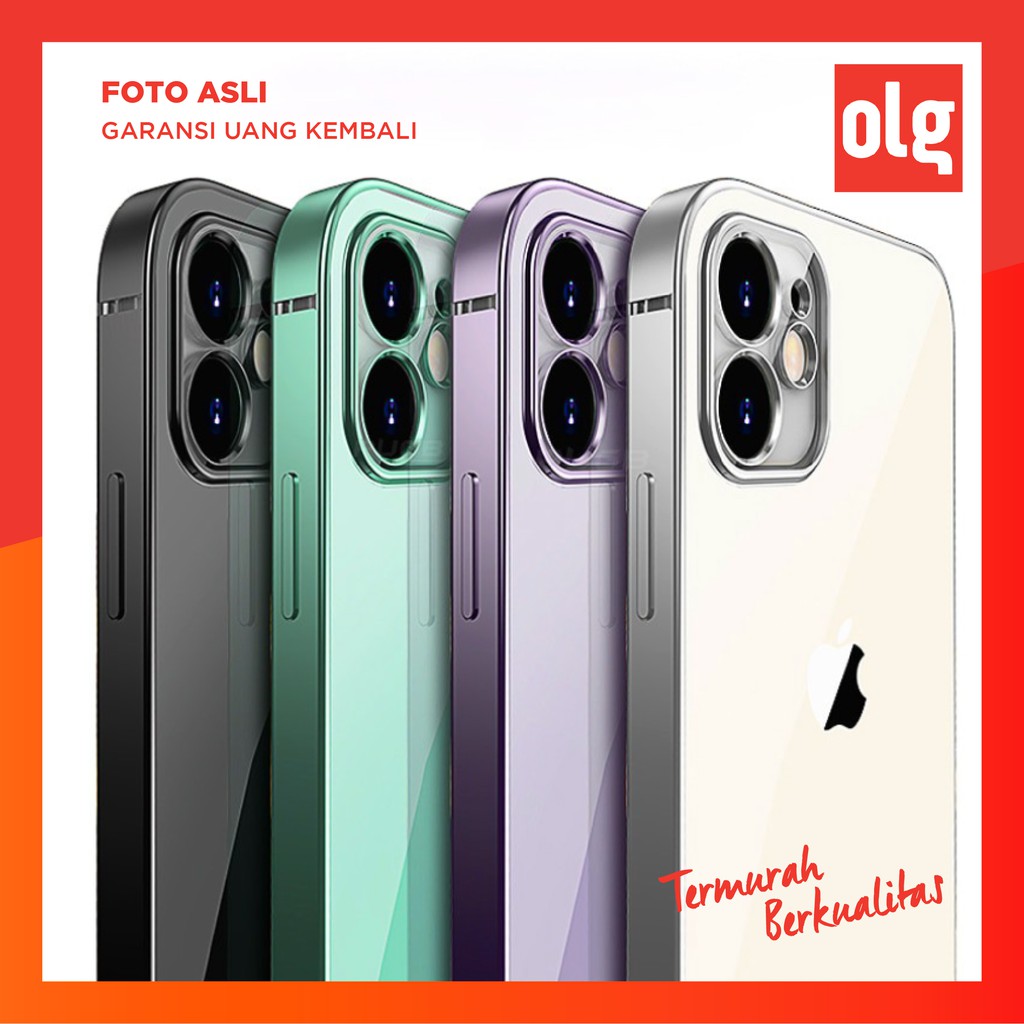 iPhone Case 11 XS XR Pro Max SE 2020 Case Square Model 12 Transparan - OLGUD.CO