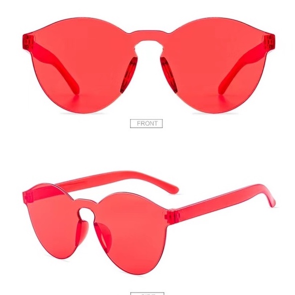 DIKIRIM DARI JAKARTA - Harga murah Kacamata Transparan Port Frameless Tren Pasangan kacamata Simple Kacamata Fashion-13 C9 merah