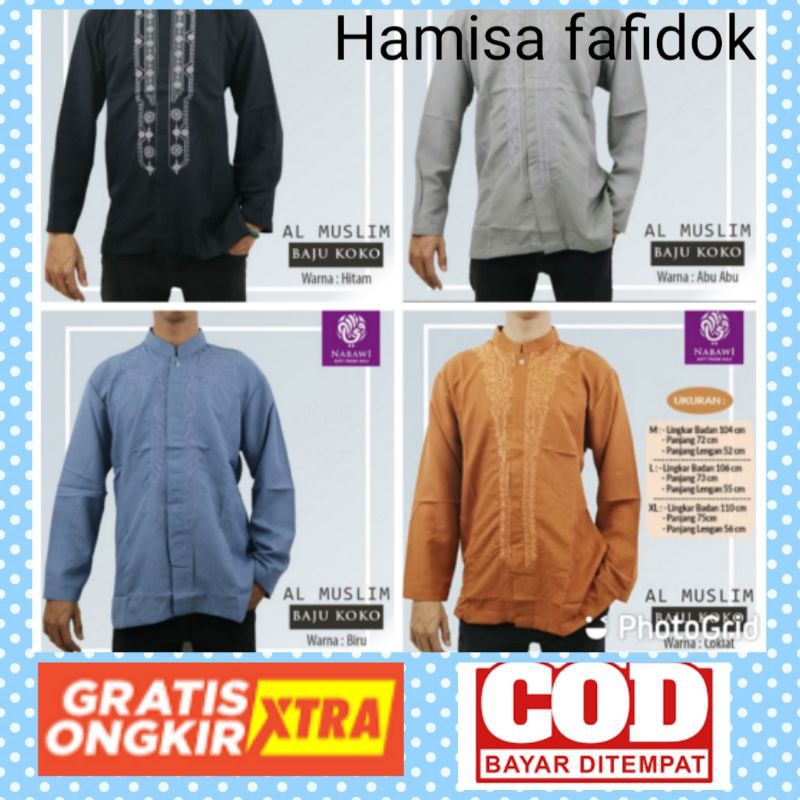 baju koko kokoh kain halus lembut lengan panjang pria dewasa laki laki cowok berwarna warna