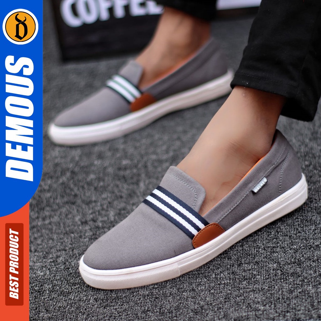 DEMOUS Nue - Sepatu Slip On Casual Slop Pria Kulit Pu