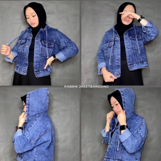 ROSE JAKET JEANS HOODIE CROOP || JAKET DENIM WANITA MODEL ZARA TERBARU