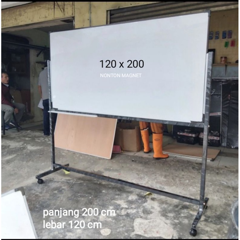 whiteboard standing 120x200 cm papan tulis standing