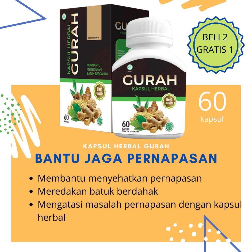 Kapsul Obat Herbal Gurah Mengatasi  Gangguan Pernapasan, Batuk Berdahak , Tidur Mendengkur / Ngorok-2