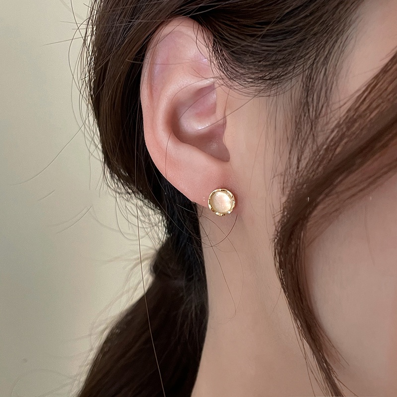 6pcs / Set Anting Stud Bentuk Opal Geometris Bahan S925 Silver Gaya Vintage Untuk Wanita