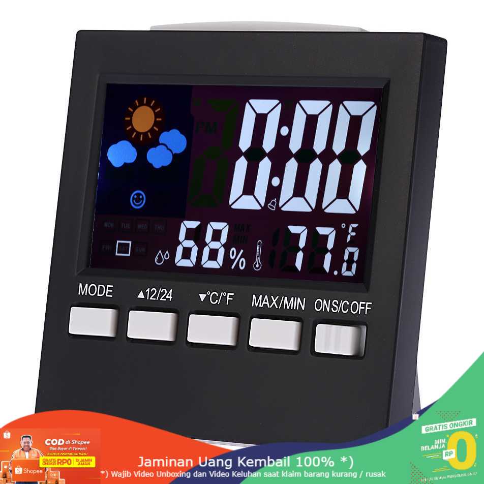 (BISA COD) RVOSTR Jam Alarm LED Thermometer Hygrometer Forecast Weather Station - 2159T