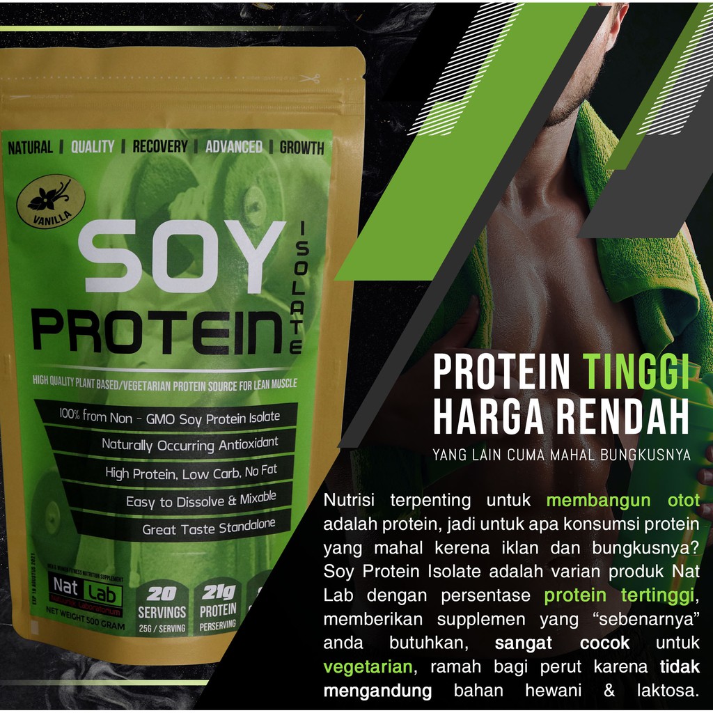 Protein Soy Isolate Shake Susu Kedelai Fitness 500g Plant Protein Meal