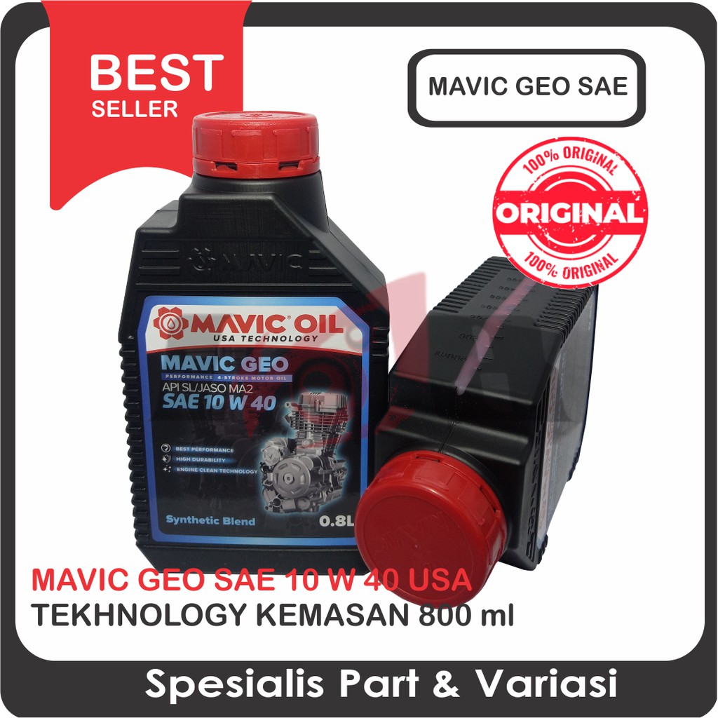 Oli Mavic Geo 10w40 SF/CF jaso MA 2 motor bebek 800 ml