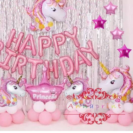 ▼ Paket Balon Set Ulang Tahun Birthday Karakter Unicorn Pony ▲