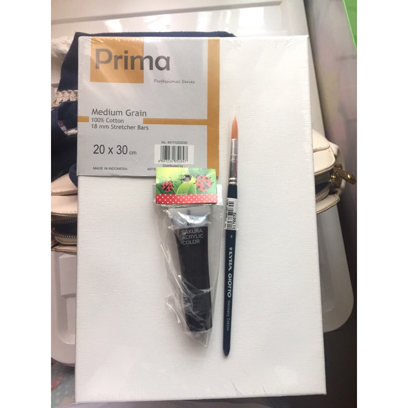 

[BUNDLE SET] Kanvas prima proffesional + kuas lyra + cat acrylic sakura hitam