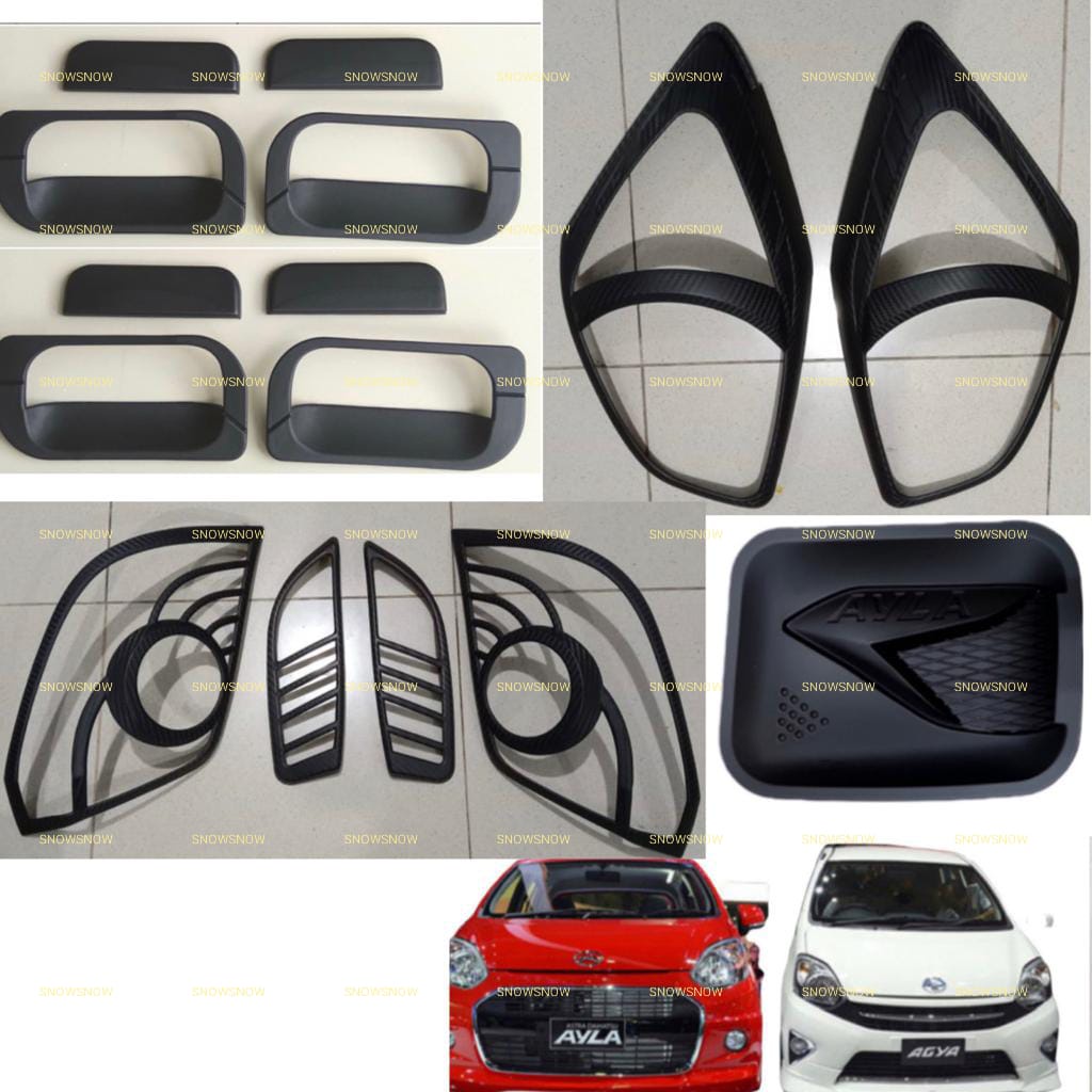 Paket Garnish Depan Belakang Outer Handle Tank Cover Agya Ayla 2013 2016 Carbon Hitam Doff