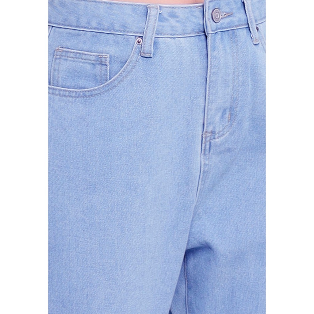 Dazina Boyfriend Rawis Jeans Tebal Wanita - Ice blue