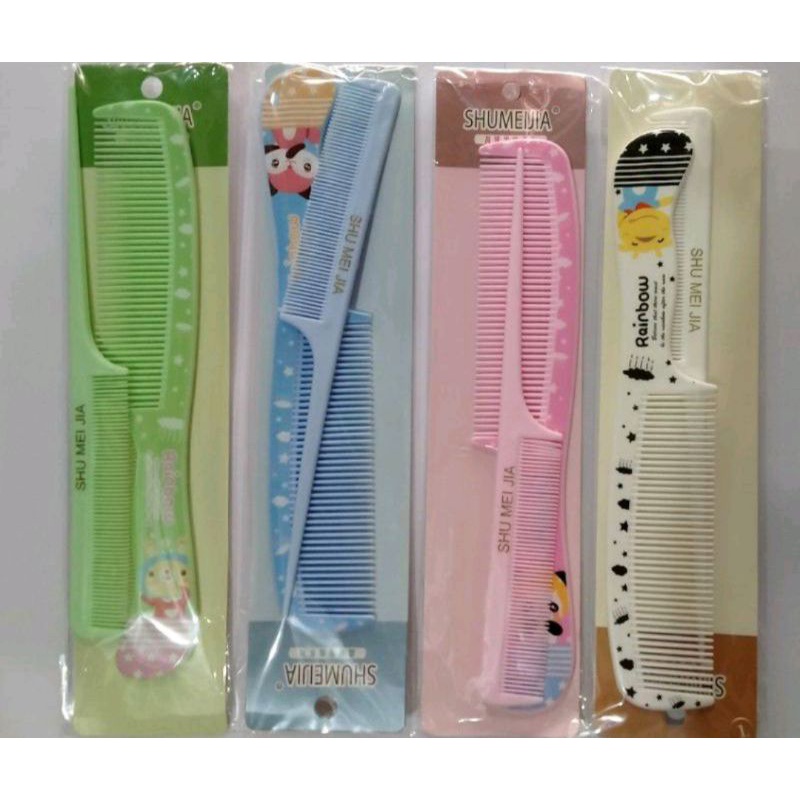 Sisir Rambut isi 2pcs Warna Warni Lucu Murah / Sisir Gagang Fancy karakter