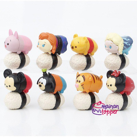 ✿ MTOP ✿ Sumsum Sushi Mickey Pooh Frozen Figure Set 8 Mainan Miniatur Topper M722