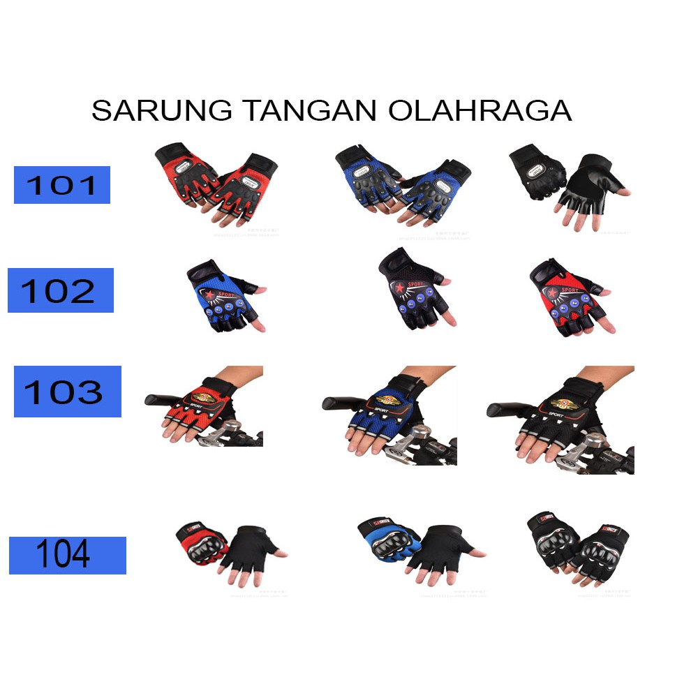 Sarung Tangan Sport Olahraga Sepeda Motor Buntung Berkuda Half Finger