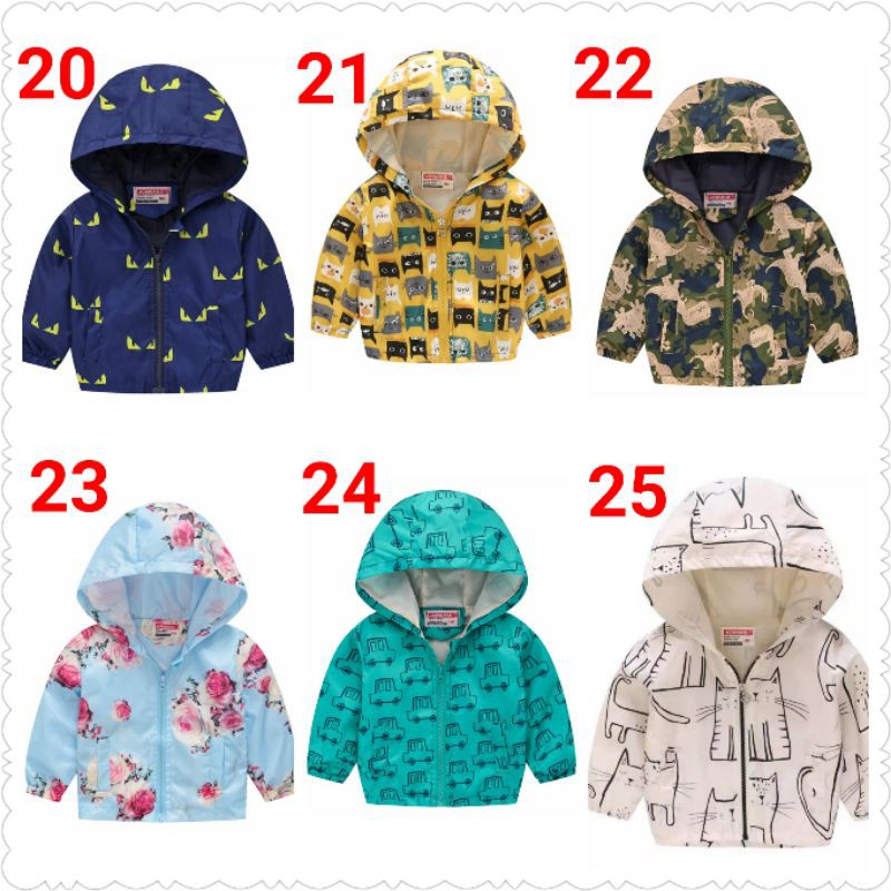 Jacket parasut anak anti air waterproof jaket anak cewe cowo karakter