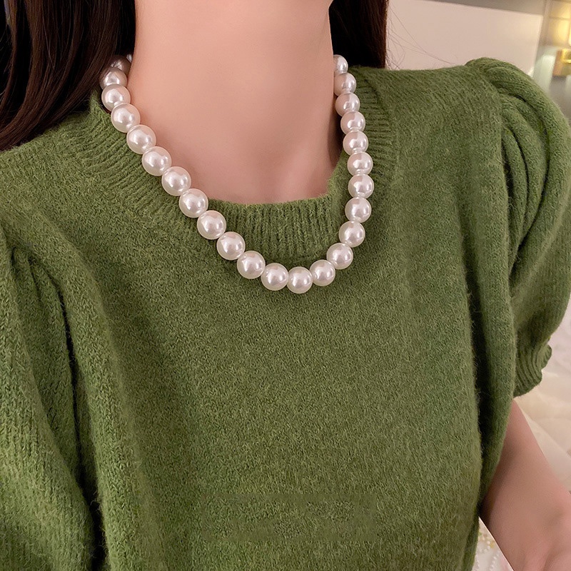 Kalung Mutiara Besar Unik Gaya Retro