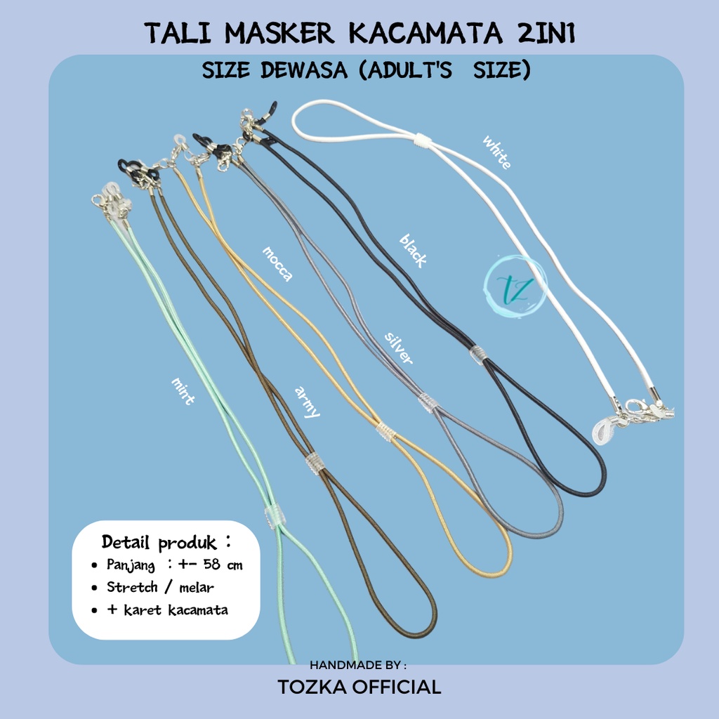 Tali masker &amp; kacamata I Konektor masker polos anak &amp; dewasa