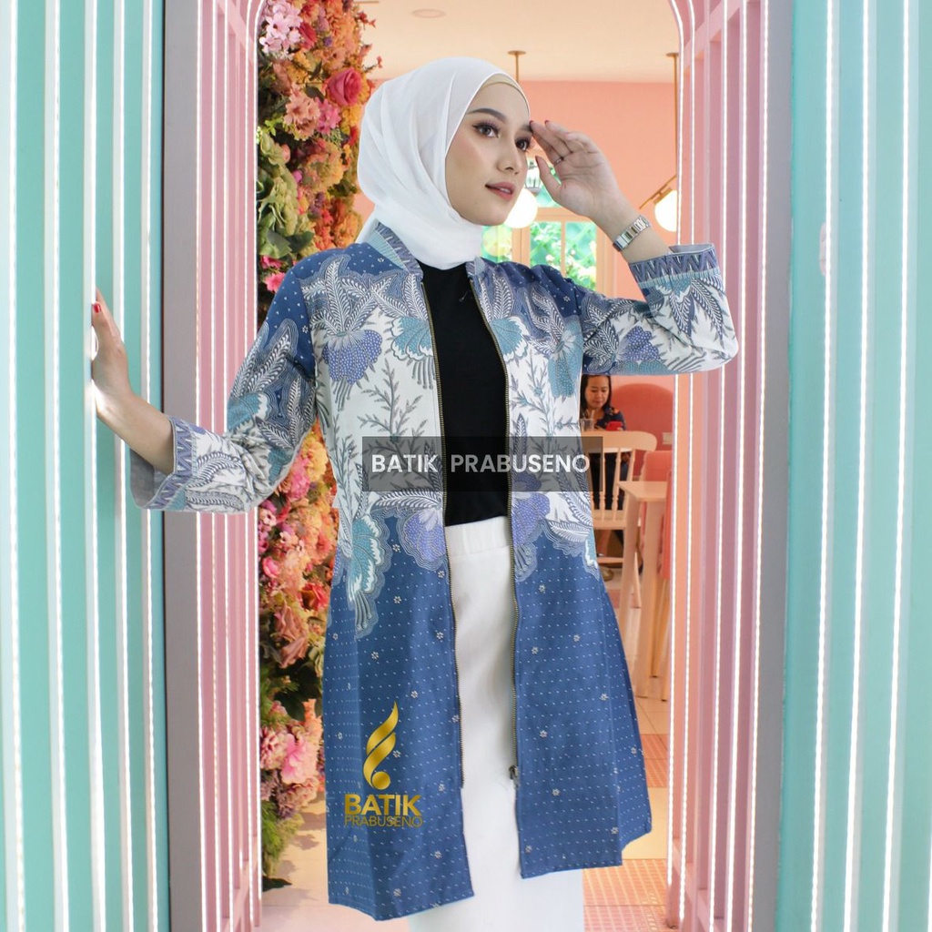 Atasan Batik Kombinasi Motif Melodi Prabuseno Ori Asli Solo Baju Blus Blouse Kerja Wanita Modern Pri