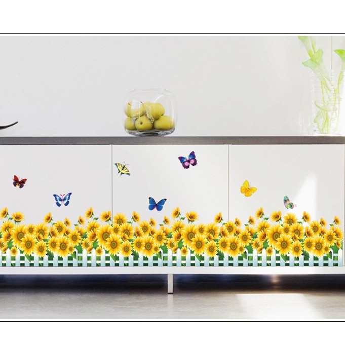 RELIZA WALL STICKER | STIKER DINDING BUNGA MATAHARI RUMPUT PAGAR AY7210 Wallsticker