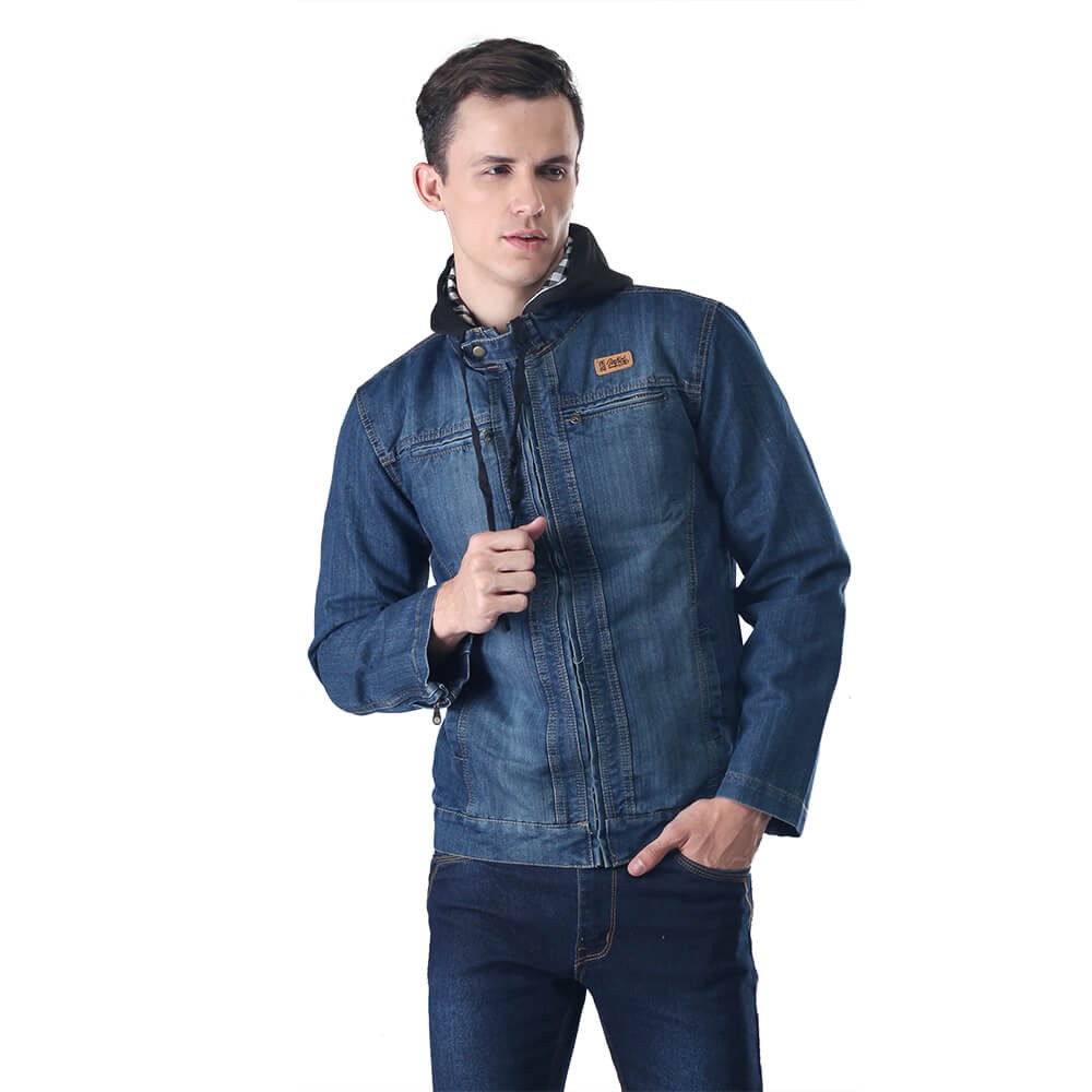  Jaket  Jeans Pria Jaket  Denim Cowok  Hoodies Kupluk Casual 