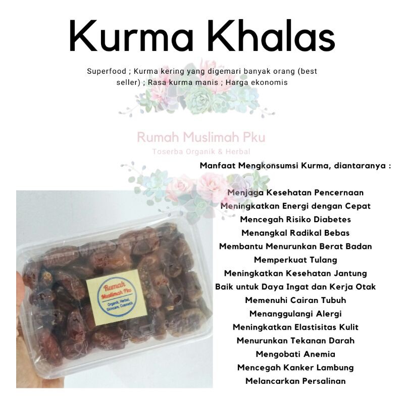 

Kurma khalas Saad / Amira / King (Curah, Kemasan 1kg)