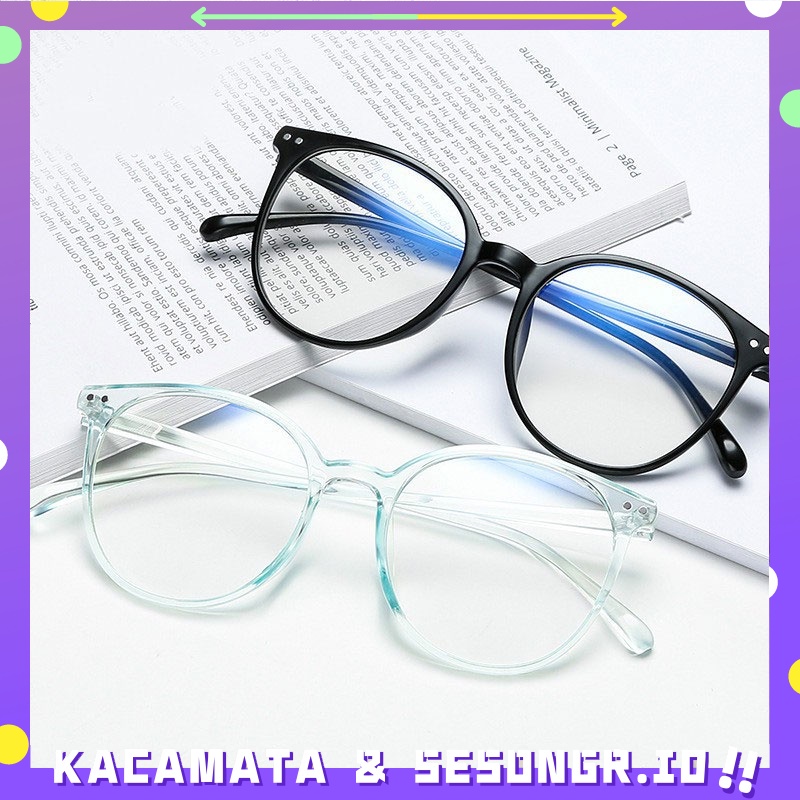 COD Frame Kacamata Anti Radiasi Korean Fashion Kacamata Bulat Eyeglasses Wanita -SG