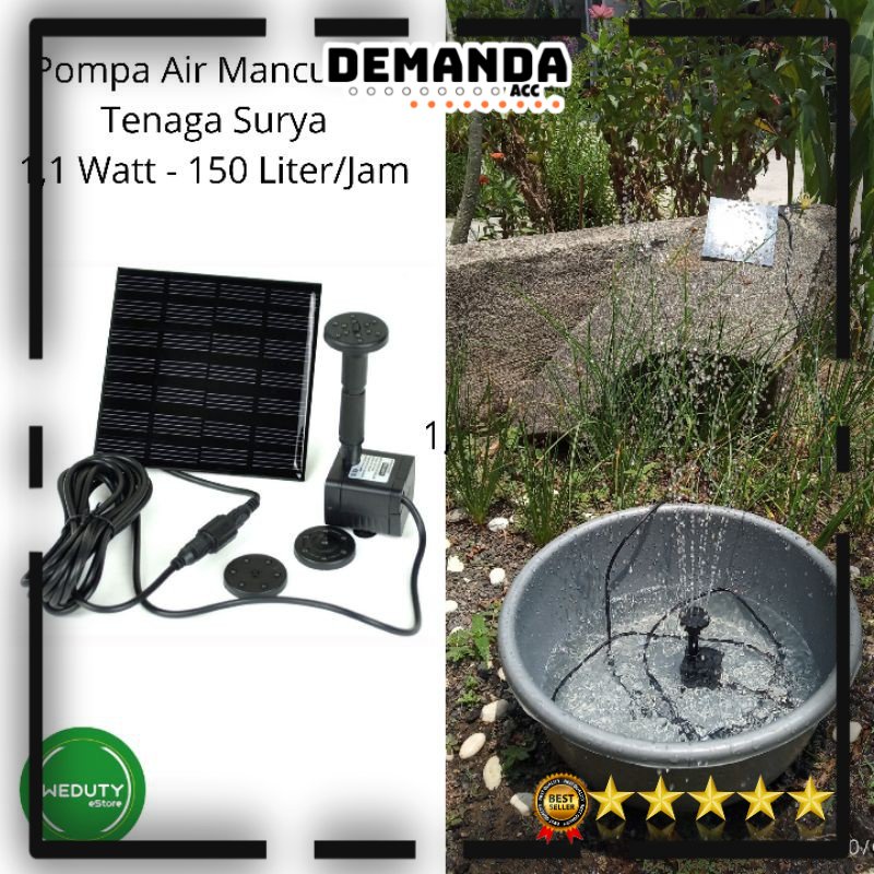 POMPA AIR MANCUR DC TENAGA SURYA MATAHARI SOLAR PANEL 7V 150 L/H IRIGASI DI KOLAM &amp; AQUARIUM