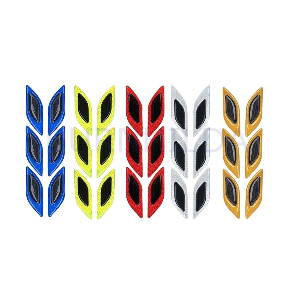 stiker reflektor Carbon Fiber Auto Warning Decal Strips 6PCS accesoris mobil burnhilda