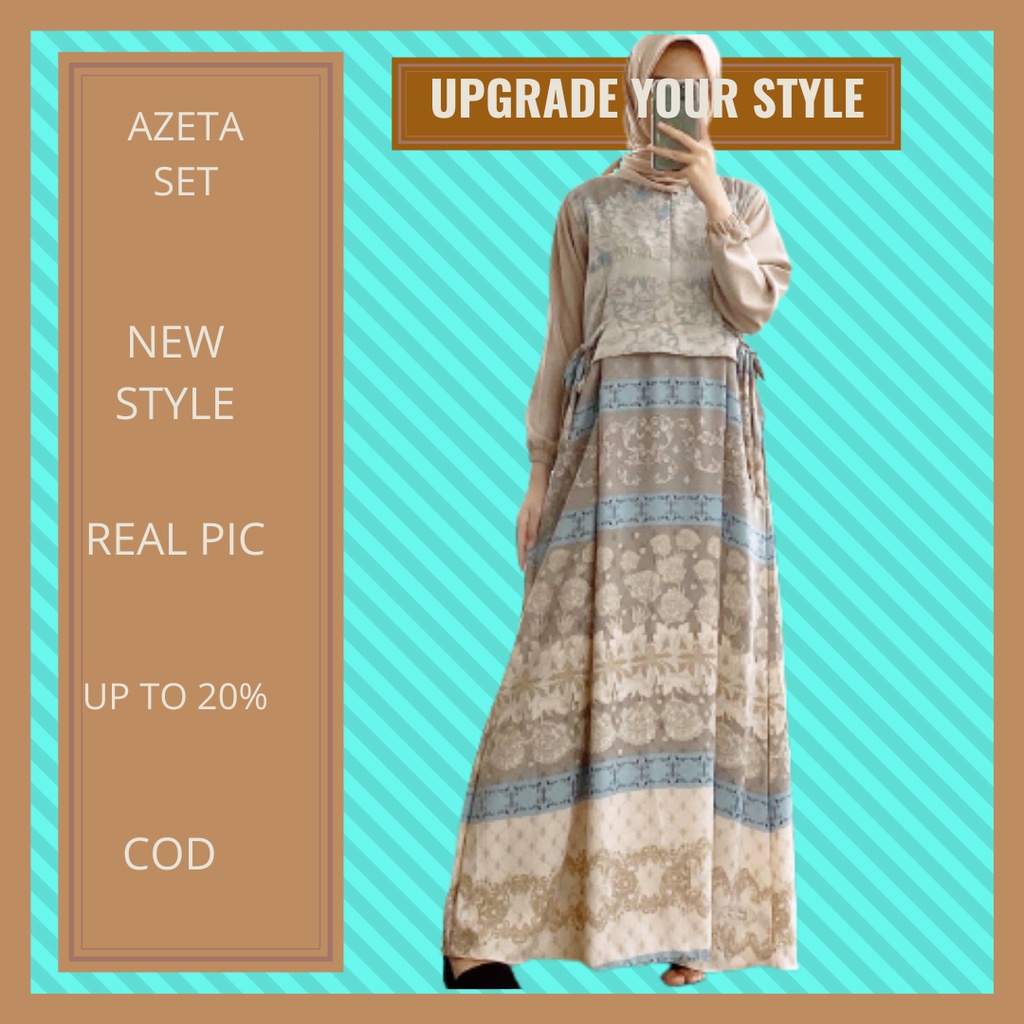 Baju gamis wanita muslim terbaru 2021 long dress muslim Azta longdress cantik kekinian