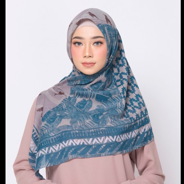 Hijab Segiempat Hijab Bahan Halus Black Wanita Praktis Jumbo G3S1 Motif Fashion Cantik Navy Instan S