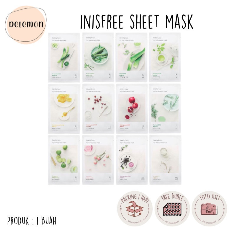 BISA COD INISFREE MASKER ORIGINAL 100% facial sheet mask tisu Wajah