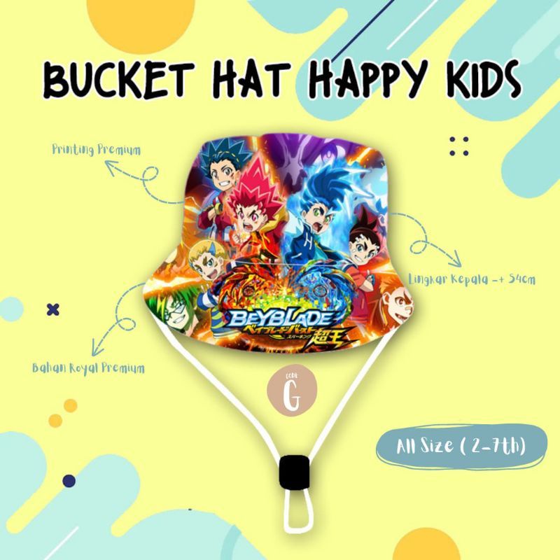 BUCKET HAT HAPPY KIDS 2-7thn